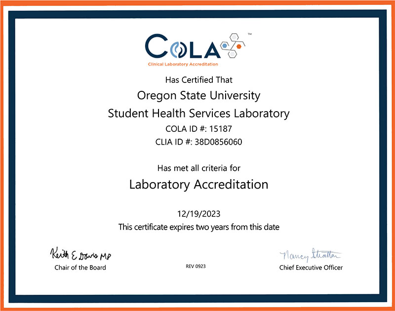 COLA Lab Certification 2024